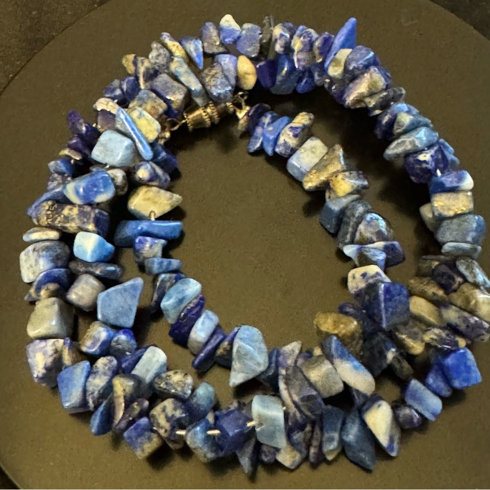 Vintage Sodalite Chip Necklace – 19”
